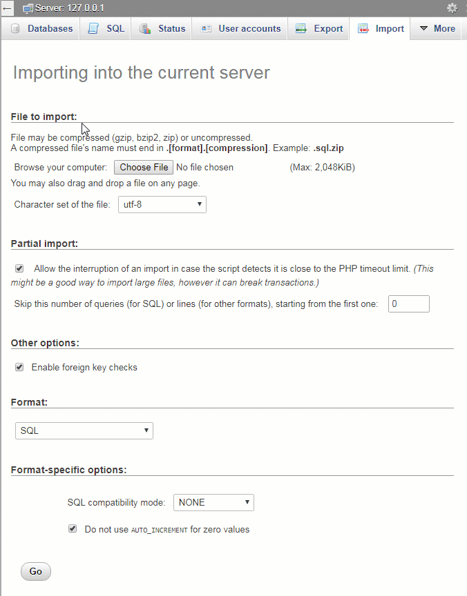 Import Database