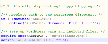 Define Repair WP Config