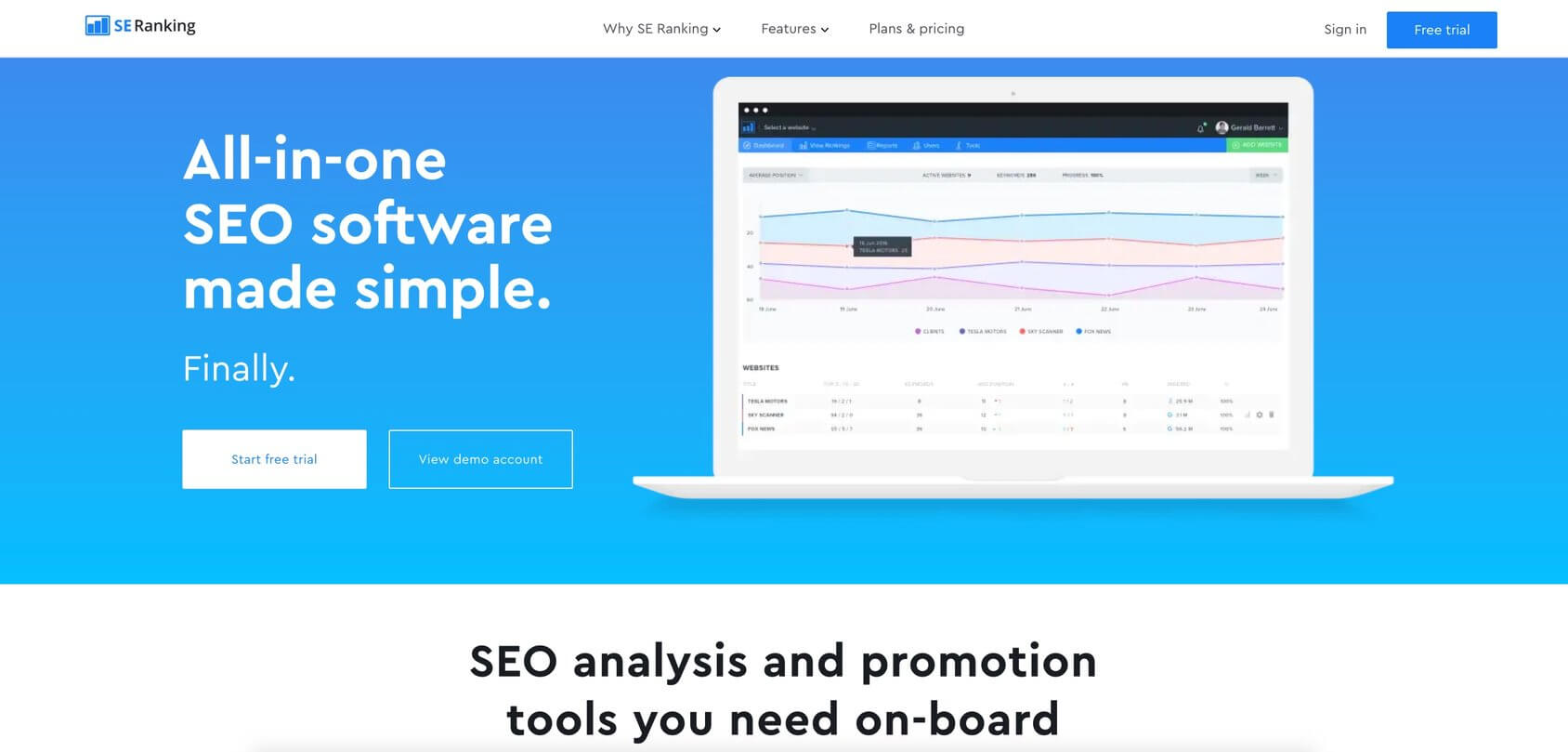 SE Ranking homepage