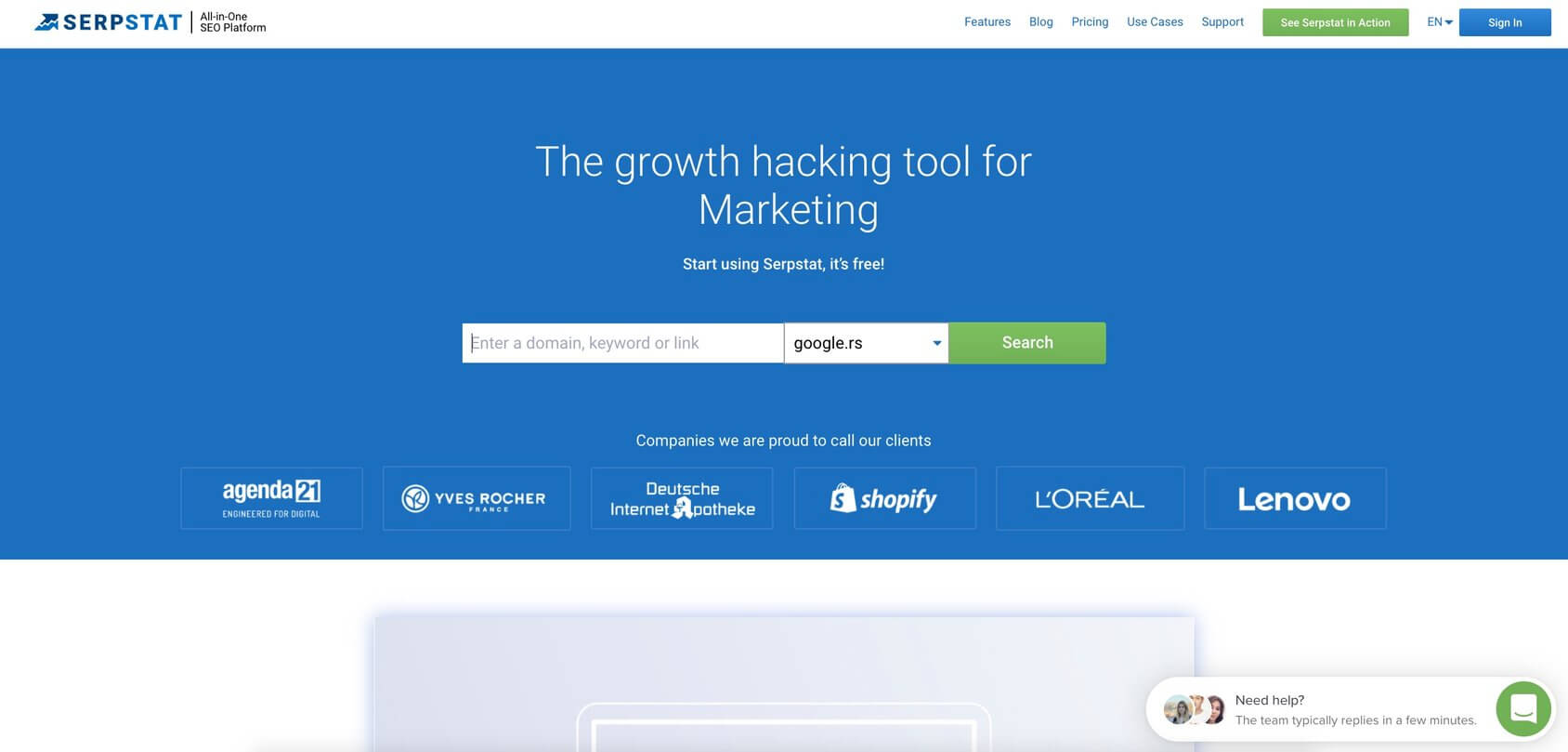Serpstat homepage