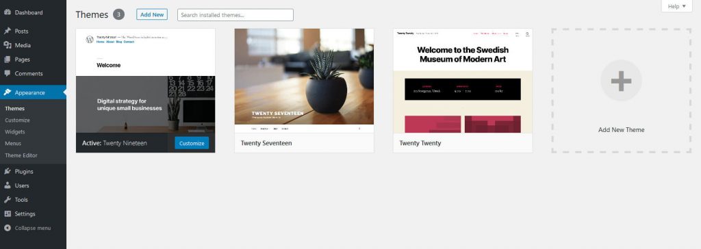 Themes submenu Screen