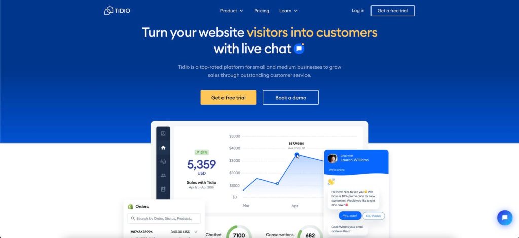tidio homepage