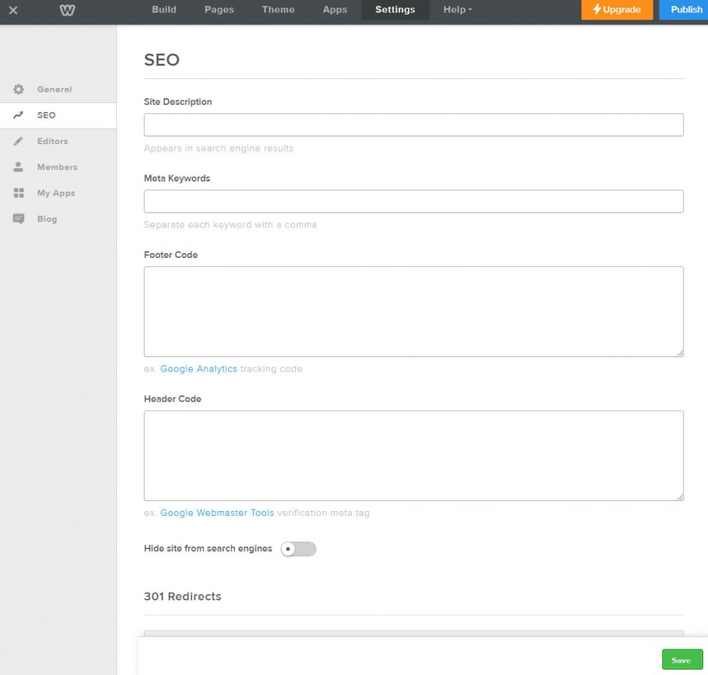 weebly seo options
