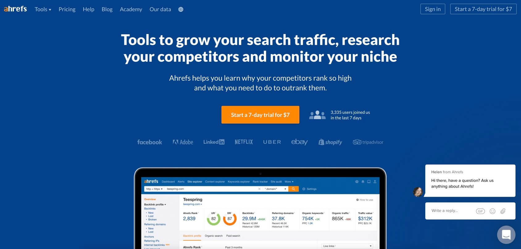 ahrefs homepage
